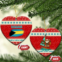 Bahamas Christmas Ceramic Ornament with Red Festive Pattern Sailing Santa and National Flag Motif - Wonder Print Shop