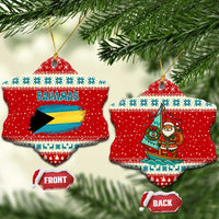 Bahamas Christmas Ceramic Ornament with Red Festive Pattern Sailing Santa and National Flag Motif - Wonder Print Shop