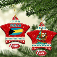 Bahamas Christmas Ceramic Ornament with Red Festive Pattern Sailing Santa and National Flag Motif - Wonder Print Shop