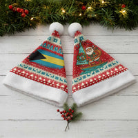 Bahamas Christmas Santa Hat with Red Festive Pattern Sailing Santa and National Flag Motif - Wonder Print Shop