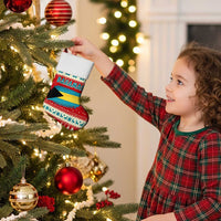 Bahamas Christmas Stocking with Red Festive Pattern Sailing Santa and National Flag Motif - Wonder Print Shop
