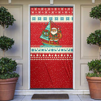Bahamas Christmas Door Cover with Red Festive Pattern Sailing Santa and National Flag Motif - Wonder Print Shop