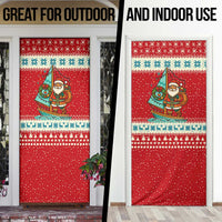 Bahamas Christmas Door Cover with Red Festive Pattern Sailing Santa and National Flag Motif - Wonder Print Shop