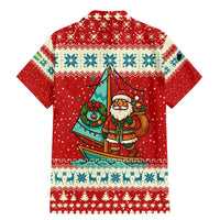 Bahamas Christmas Family Matching Mermaid Dress and Hawaiian Shirt with Red Festive Pattern Sailing Santa and National Flag Motif - Wonder Print Shop