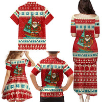 Bahamas Christmas Family Matching Puletasi and Hawaiian Shirt with Red Festive Pattern Sailing Santa and National Flag Motif - Wonder Print Shop