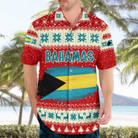 Bahamas Christmas Hawaiian Shirt with Red Festive Pattern Sailing Santa and National Flag Motif - Wonder Print Shop