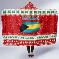 Bahamas Christmas Hooded Blanket with Red Festive Pattern Sailing Santa and National Flag Motif - Wonder Print Shop