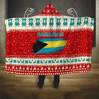 Bahamas Christmas Hooded Blanket with Red Festive Pattern Sailing Santa and National Flag Motif - Wonder Print Shop