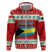 Bahamas Christmas Hoodie with Red Festive Pattern Sailing Santa and National Flag Motif - Wonder Print Shop