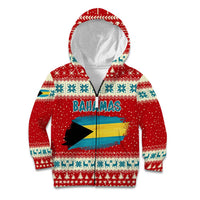 Bahamas Christmas Kid Hoodie with Red Festive Pattern Sailing Santa and National Flag Motif - Wonder Print Shop