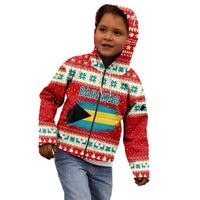 Bahamas Christmas Kid Hoodie with Red Festive Pattern Sailing Santa and National Flag Motif - Wonder Print Shop