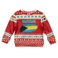 Bahamas Christmas Kid Ugly Christmas Sweater with Red Festive Pattern Sailing Santa and National Flag Motif - Wonder Print Shop