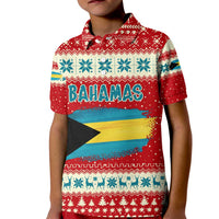 Bahamas Christmas Kid Polo Shirt with Red Festive Pattern Sailing Santa and National Flag Motif - Wonder Print Shop