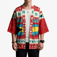 Bahamas Christmas Kimono with Red Festive Pattern Sailing Santa and National Flag Motif - Wonder Print Shop