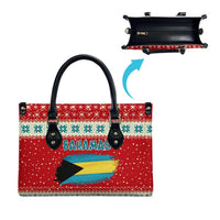 Bahamas Christmas Leather Bag with Red Festive Pattern Sailing Santa and National Flag Motif - Wonder Print Shop