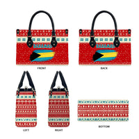 Bahamas Christmas Leather Bag with Red Festive Pattern Sailing Santa and National Flag Motif - Wonder Print Shop