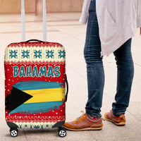 Bahamas Christmas Luggage Cover with Red Festive Pattern Sailing Santa and National Flag Motif - Wonder Print Shop