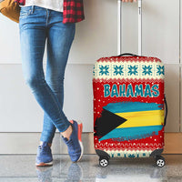 Bahamas Christmas Luggage Cover with Red Festive Pattern Sailing Santa and National Flag Motif - Wonder Print Shop