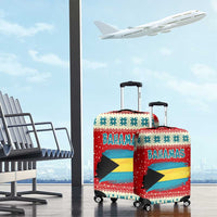 Bahamas Christmas Luggage Cover with Red Festive Pattern Sailing Santa and National Flag Motif - Wonder Print Shop