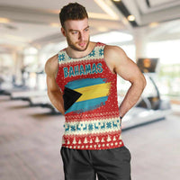 Bahamas Christmas Men Tank Top with Red Festive Pattern Sailing Santa and National Flag Motif - Wonder Print Shop