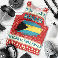 Bahamas Christmas Men Tank Top with Red Festive Pattern Sailing Santa and National Flag Motif - Wonder Print Shop