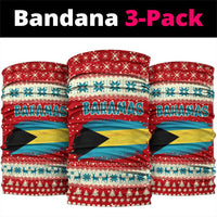 Bahamas Christmas Neck Gaiter with Red Festive Pattern Sailing Santa and National Flag Motif - Wonder Print Shop