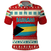 Bahamas Christmas Polo Shirt with Red Festive Pattern Sailing Santa and National Flag Motif - Wonder Print Shop