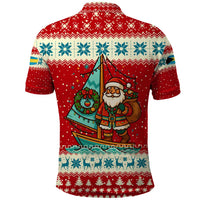 Bahamas Christmas Polo Shirt with Red Festive Pattern Sailing Santa and National Flag Motif - Wonder Print Shop