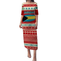 Bahamas Christmas Puletasi with Red Festive Pattern Sailing Santa and National Flag Motif - Wonder Print Shop
