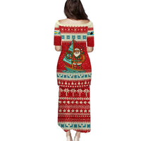 Bahamas Christmas Puletasi with Red Festive Pattern Sailing Santa and National Flag Motif - Wonder Print Shop