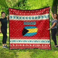 Bahamas Christmas Quilt with Red Festive Pattern Sailing Santa and National Flag Motif - Wonder Print Shop