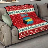 Bahamas Christmas Quilt with Red Festive Pattern Sailing Santa and National Flag Motif - Wonder Print Shop