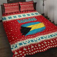 Bahamas Christmas Quilt Bed Set with Red Festive Pattern Sailing Santa and National Flag Motif - Wonder Print Shop