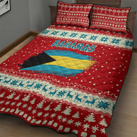 Bahamas Christmas Quilt Bed Set with Red Festive Pattern Sailing Santa and National Flag Motif - Wonder Print Shop