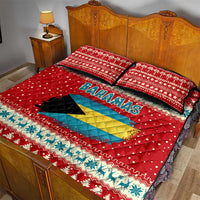 Bahamas Christmas Quilt Bed Set with Red Festive Pattern Sailing Santa and National Flag Motif - Wonder Print Shop
