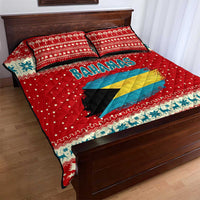 Bahamas Christmas Quilt Bed Set with Red Festive Pattern Sailing Santa and National Flag Motif - Wonder Print Shop
