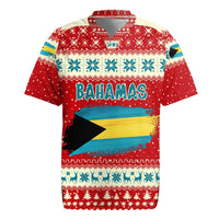Bahamas Christmas Rugby Jersey with Red Festive Pattern Sailing Santa and National Flag Motif - Wonder Print Shop