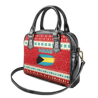 Bahamas Christmas Shoulder Handbag with Red Festive Pattern Sailing Santa and National Flag Motif - Wonder Print Shop