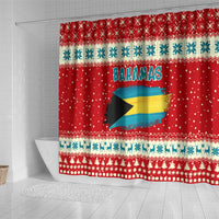 Bahamas Christmas Shower Curtain with Red Festive Pattern Sailing Santa and National Flag Motif - Wonder Print Shop