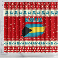 Bahamas Christmas Shower Curtain with Red Festive Pattern Sailing Santa and National Flag Motif - Wonder Print Shop
