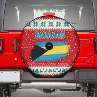 Bahamas Christmas Spare Tire Cover with Red Festive Pattern Sailing Santa and National Flag Motif - Wonder Print Shop