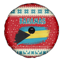 Bahamas Christmas Spare Tire Cover with Red Festive Pattern Sailing Santa and National Flag Motif - Wonder Print Shop