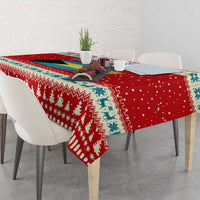 Bahamas Christmas Tablecloth with Red Festive Pattern Sailing Santa and National Flag Motif - Wonder Print Shop