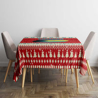 Bahamas Christmas Tablecloth with Red Festive Pattern Sailing Santa and National Flag Motif - Wonder Print Shop