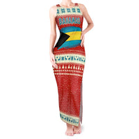 Bahamas Christmas Tank Maxi Dress with Red Festive Pattern Sailing Santa and National Flag Motif - Wonder Print Shop