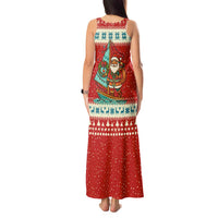 Bahamas Christmas Tank Maxi Dress with Red Festive Pattern Sailing Santa and National Flag Motif - Wonder Print Shop