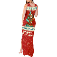 Bahamas Christmas Tank Maxi Dress with Red Festive Pattern Sailing Santa and National Flag Motif - Wonder Print Shop