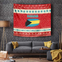 Bahamas Christmas Tapestry with Red Festive Pattern Sailing Santa and National Flag Motif - Wonder Print Shop