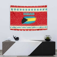 Bahamas Christmas Tapestry with Red Festive Pattern Sailing Santa and National Flag Motif - Wonder Print Shop