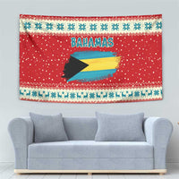 Bahamas Christmas Tapestry with Red Festive Pattern Sailing Santa and National Flag Motif - Wonder Print Shop